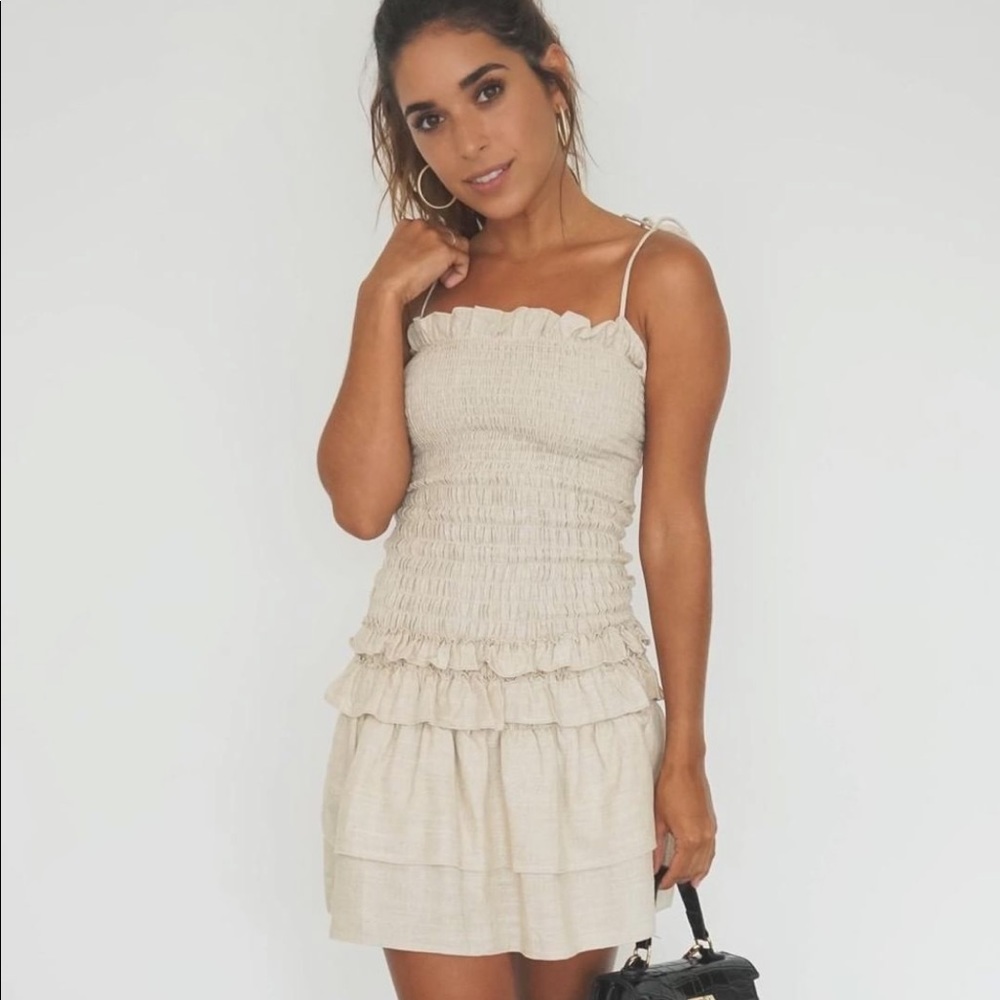 ✨Smocked Mini Dress is Cream by Market Miami🌙